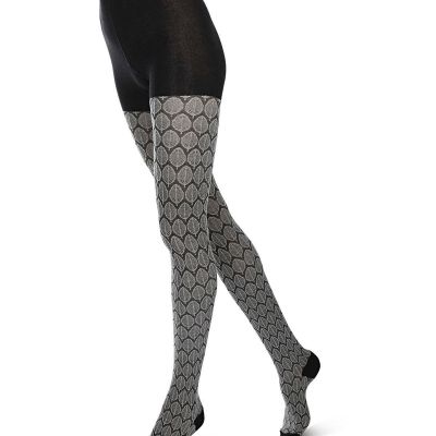 Leaf Patterned Cotton Blend Sweater Tights